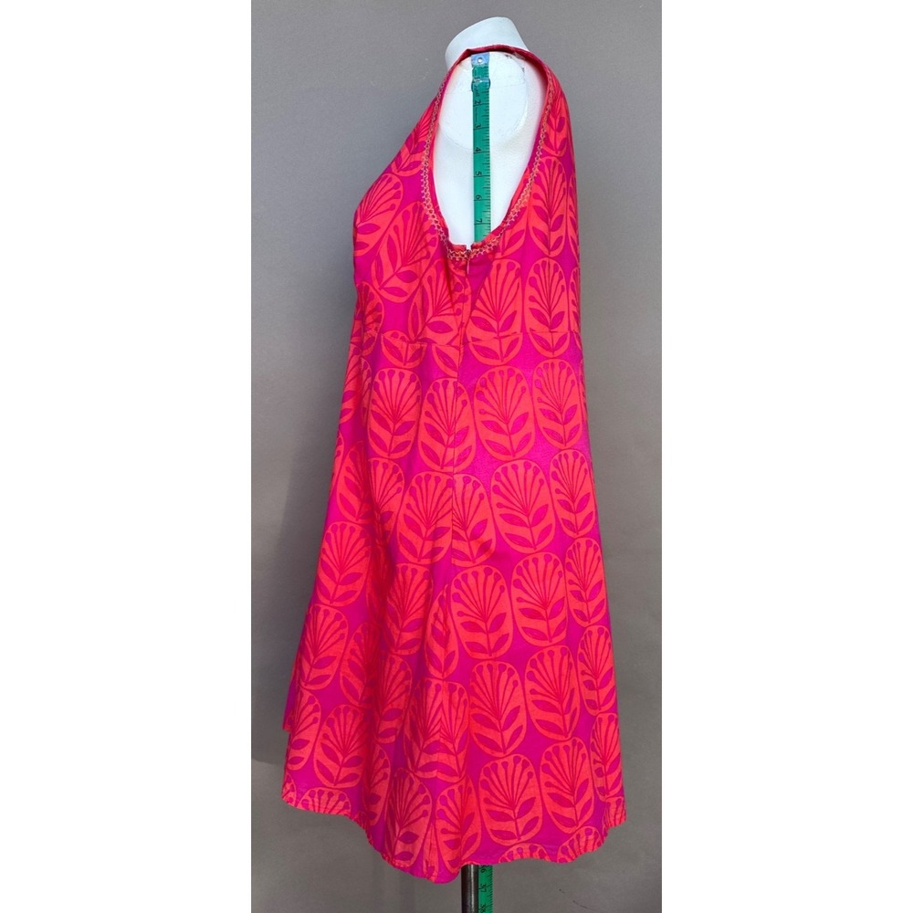 Sigrid Olsen Cotton Shift Dress 1X Sleeveless Pink Orange Zip Minimalist Coastal - Picture 5 of 13